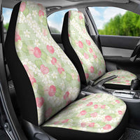 Anthurium Plumeria Lei Pastel Car Seat Cover Green Hawaiian Splendid Palaka