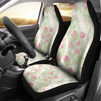 Anthurium Plumeria Lei Pastel Car Seat Cover Green Hawaiian Splendid Palaka