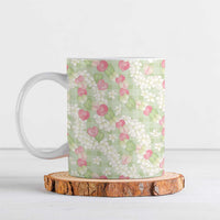 Anthurium Plumeria Lei Pastel Ceramic Mug Green Hawaiian Splendid Palaka