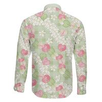 Anthurium Plumeria Lei Pastel Family Matching Mermaid Dress and Hawaiian Shirt Green Hawaiian Splendid Palaka