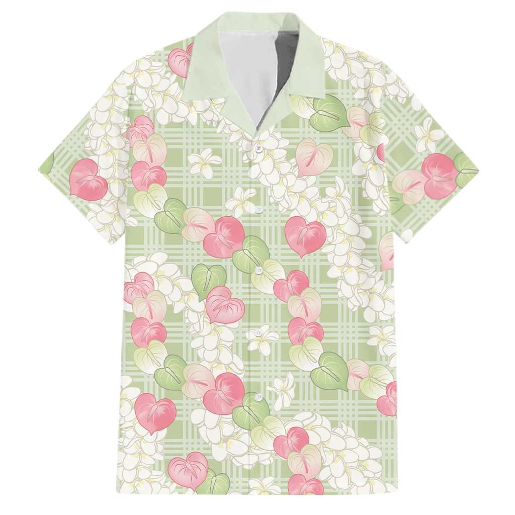 Anthurium Plumeria Lei Pastel Family Matching Summer Maxi Dress and Hawaiian Shirt Green Hawaiian Splendid Palaka