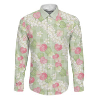 Anthurium Plumeria Lei Pastel Family Matching Summer Maxi Dress and Hawaiian Shirt Green Hawaiian Splendid Palaka