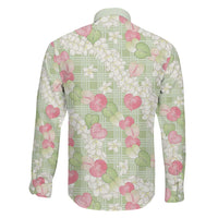 Anthurium Plumeria Lei Pastel Family Matching Tank Maxi Dress and Hawaiian Shirt Green Hawaiian Splendid Palaka