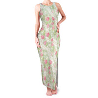 Anthurium Plumeria Lei Pastel Family Matching Tank Maxi Dress and Hawaiian Shirt Green Hawaiian Splendid Palaka