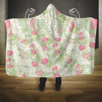 Anthurium Plumeria Lei Pastel Hooded Blanket Green Hawaiian Splendid Palaka