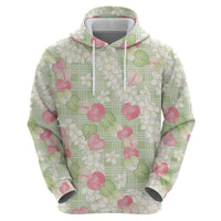 Anthurium Plumeria Lei Pastel Hoodie Green Hawaiian Splendid Palaka