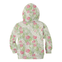 Anthurium Plumeria Lei Pastel Kid Hoodie Green Hawaiian Splendid Palaka