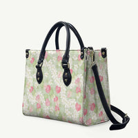 Anthurium Plumeria Lei Pastel Leather Bag Green Hawaiian Splendid Palaka LT01 Green - Polynesian Pride