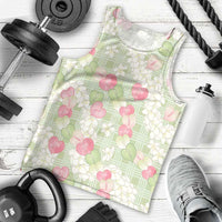 Anthurium Plumeria Lei Pastel Men Tank Top Green Hawaiian Splendid Palaka