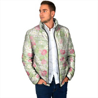 Anthurium Plumeria Lei Pastel Padded Jacket Green Hawaiian Splendid Palaka