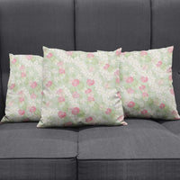 Anthurium Plumeria Lei Pastel Pillow Cover Green Hawaiian Splendid Palaka LT01 - Polynesian Pride
