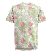 Anthurium Plumeria Lei Pastel Rugby Jersey Green Hawaiian Splendid Palaka LT01 - Polynesian Pride
