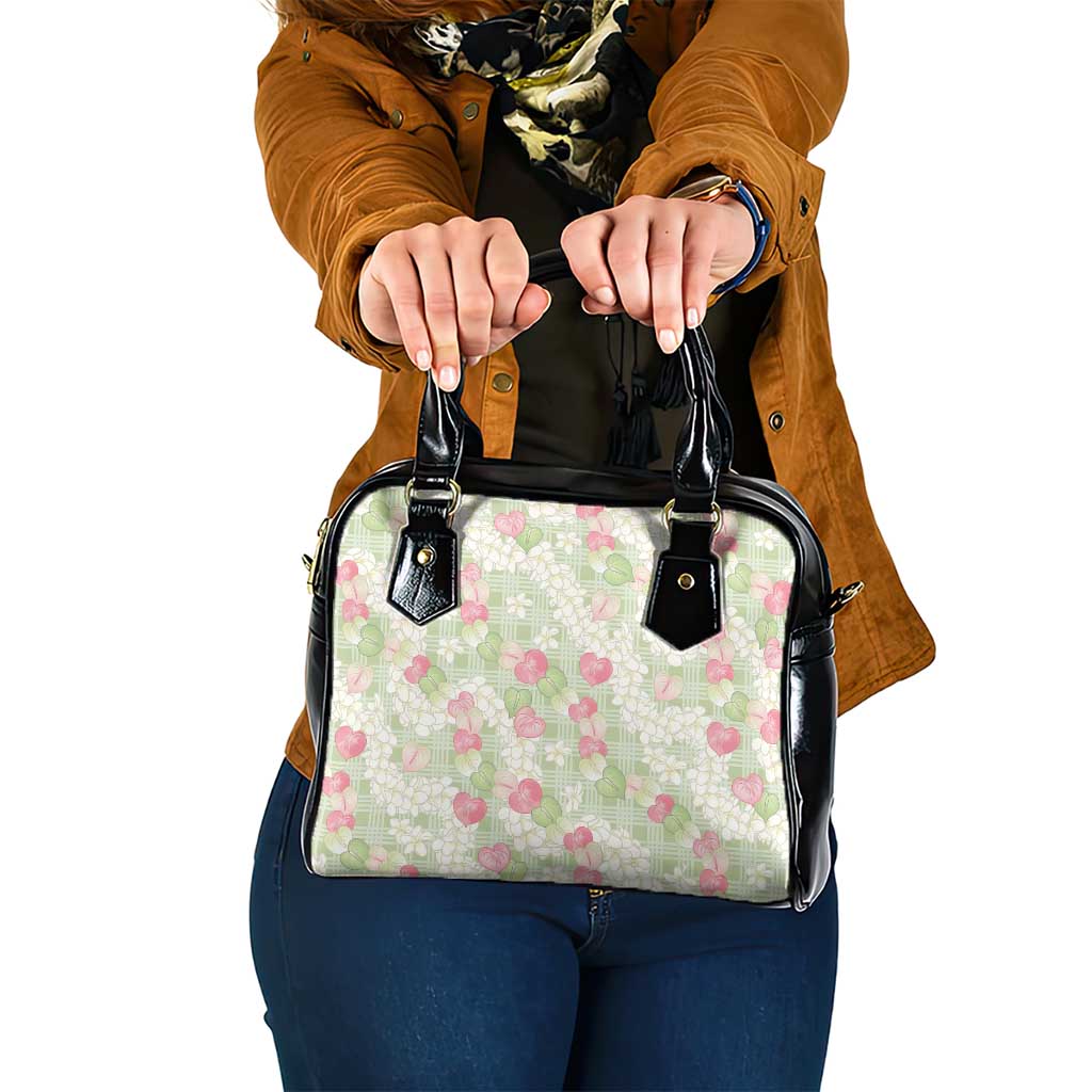 Anthurium Plumeria Lei Pastel Shoulder Handbag Green Hawaiian Splendid Palaka