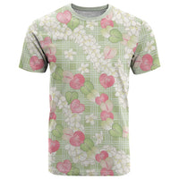 Anthurium Plumeria Lei Pastel T Shirt Green Hawaiian Splendid Palaka