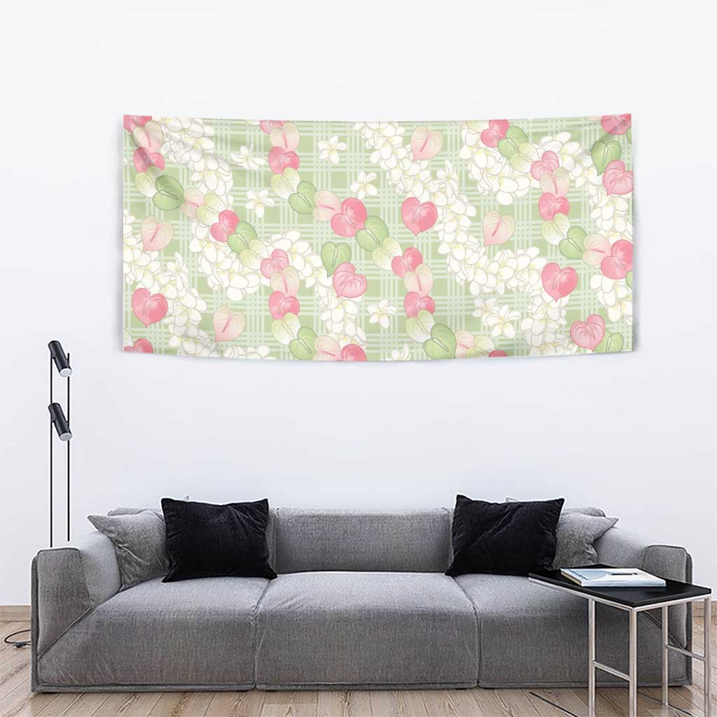 Anthurium Plumeria Lei Pastel Tapestry Green Hawaiian Splendid Palaka