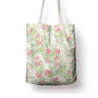Anthurium Plumeria Lei Pastel Tote Bag Green Hawaiian Splendid Palaka LT01 - Polynesian Pride