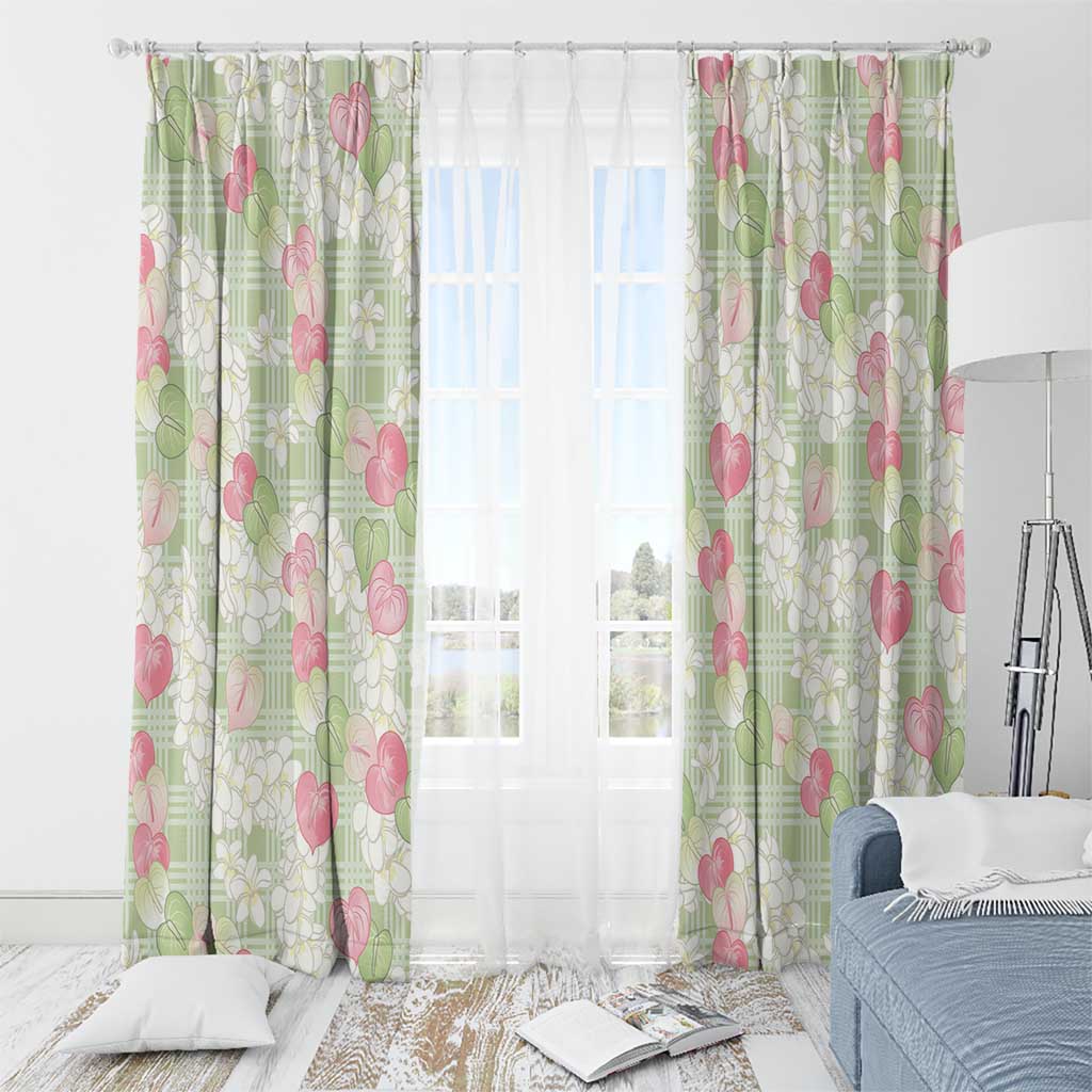 Anthurium Plumeria Lei Pastel Window Curtain Green Hawaiian Splendid Palaka