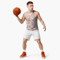 Anthurium Plumeria Lei Pastel Basketball Jersey Orange Hawaiian Splendid Palaka LT01 - Polynesian Pride
