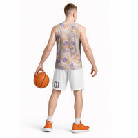 Anthurium Plumeria Lei Pastel Basketball Jersey Orange Hawaiian Splendid Palaka LT01 - Polynesian Pride