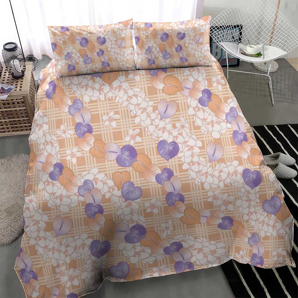 Anthurium Plumeria Lei Pastel Bedding Set Orange Hawaiian Splendid Palaka