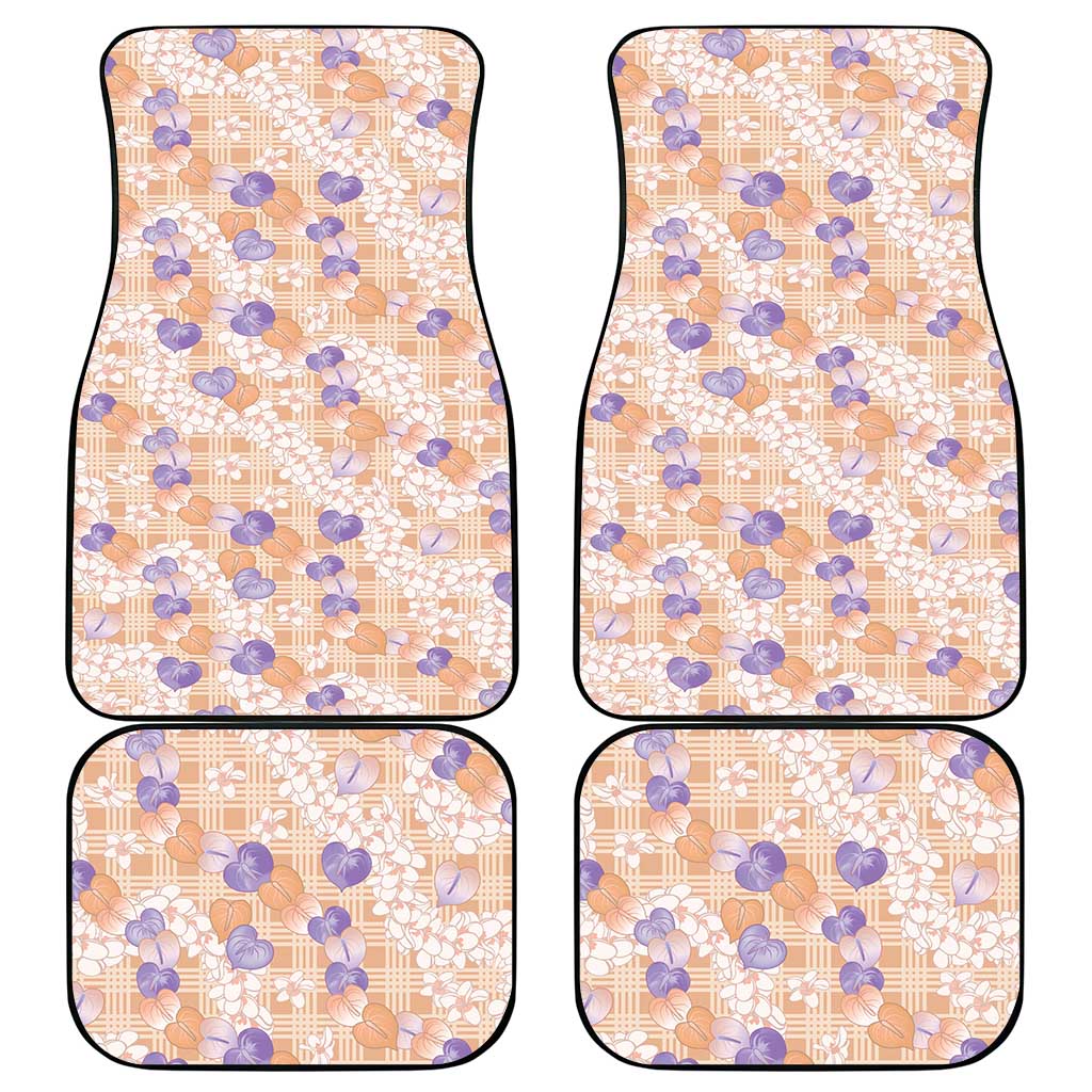 Anthurium Plumeria Lei Pastel Car Mats Orange Hawaiian Splendid Palaka