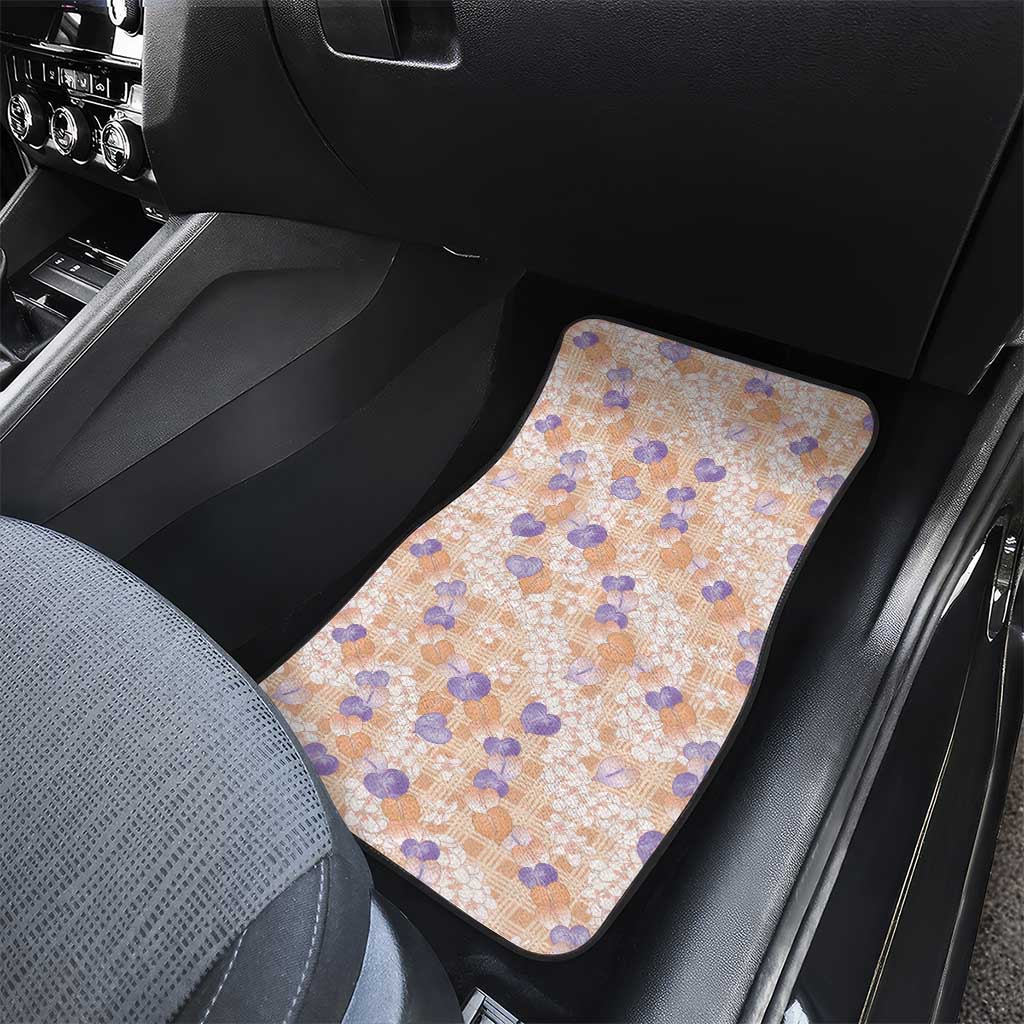 Anthurium Plumeria Lei Pastel Car Mats Orange Hawaiian Splendid Palaka