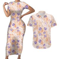 Anthurium Plumeria Lei Pastel Couples Matching Short Sleeve Bodycon Dress and Hawaiian Shirt Orange Hawaiian Splendid Palaka