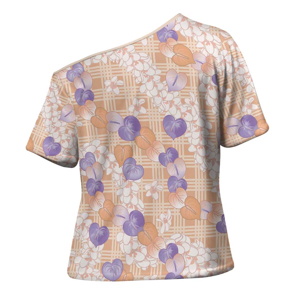 Anthurium Plumeria Lei Pastel Cross Shoulder Shirt Orange Hawaiian Splendid Palaka