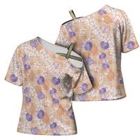 Anthurium Plumeria Lei Pastel Cross Shoulder Shirt Orange Hawaiian Splendid Palaka