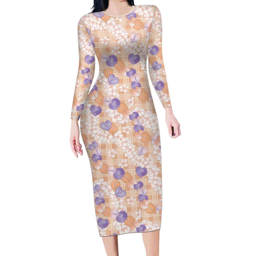 Anthurium Plumeria Lei Pastel Family Matching Long Sleeve Bodycon Dress and Hawaiian Shirt Orange Hawaiian Splendid Palaka