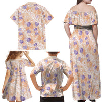 Anthurium Plumeria Lei Pastel Family Matching Off Shoulder Maxi Dress and Hawaiian Shirt Orange Hawaiian Splendid Palaka LT01 - Polynesian Pride