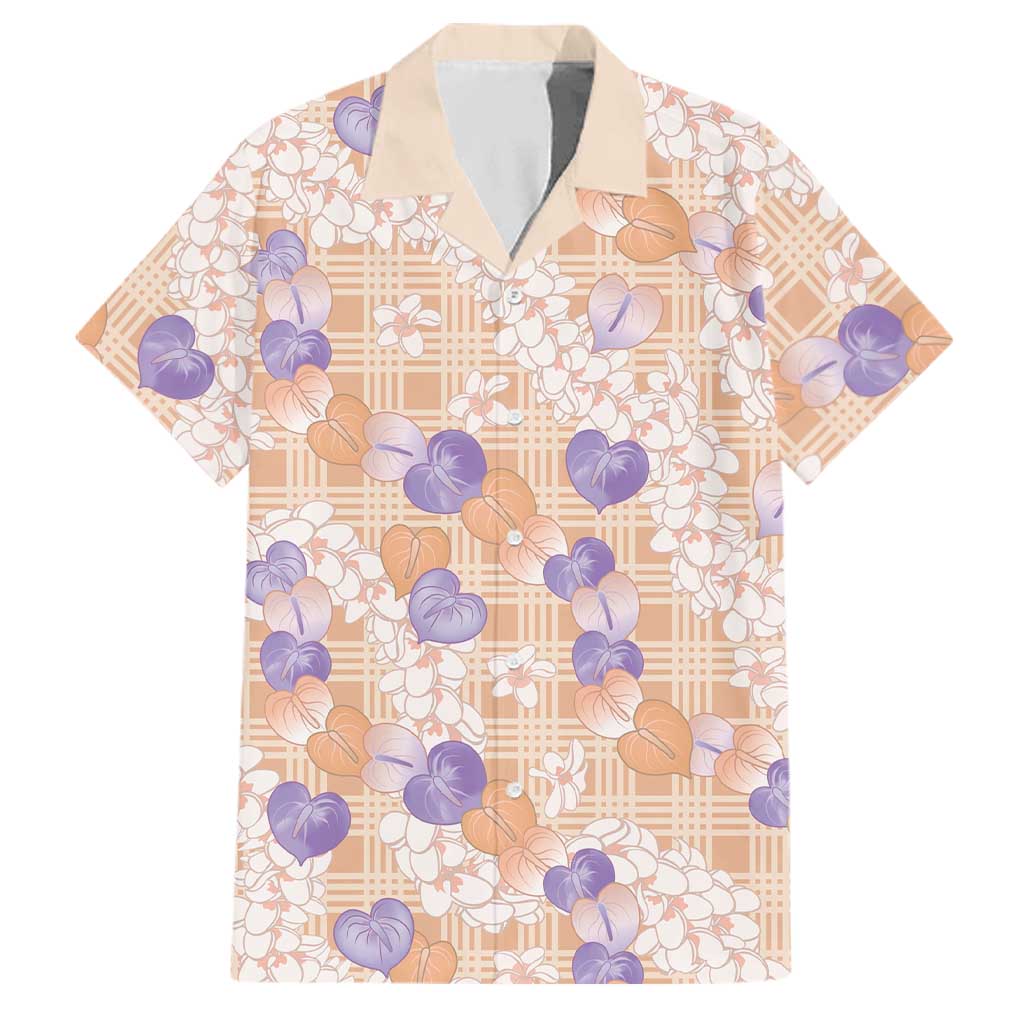 Anthurium Plumeria Lei Pastel Family Matching Off Shoulder Maxi Dress and Hawaiian Shirt Orange Hawaiian Splendid Palaka LT01 Dad's Shirt - Short Sleeve Orange - Polynesian Pride