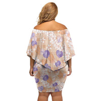 Anthurium Plumeria Lei Pastel Family Matching Off Shoulder Short Dress and Hawaiian Shirt Orange Hawaiian Splendid Palaka