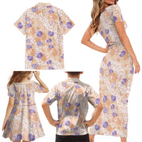 Anthurium Plumeria Lei Pastel Family Matching Short Sleeve Bodycon Dress and Hawaiian Shirt Orange Hawaiian Splendid Palaka