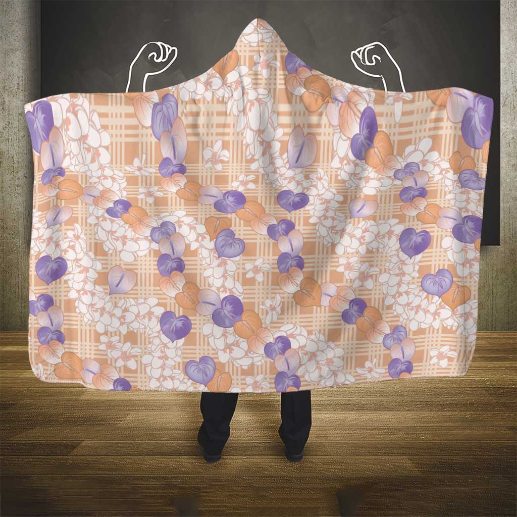 Anthurium Plumeria Lei Pastel Hooded Blanket Orange Hawaiian Splendid Palaka