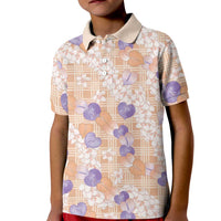 Anthurium Plumeria Lei Pastel Kid Polo Shirt Orange Hawaiian Splendid Palaka