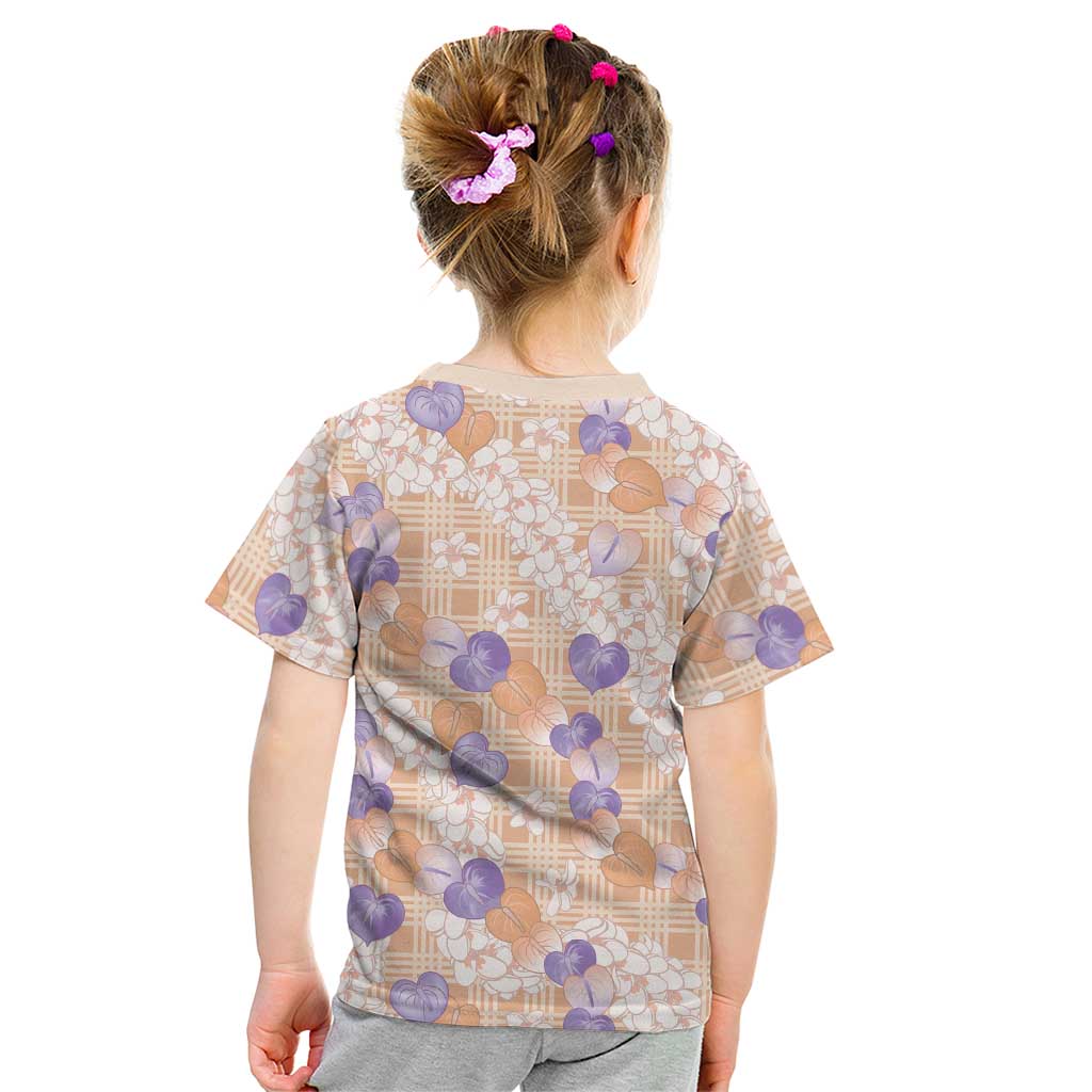 Anthurium Plumeria Lei Pastel Kid T Shirt Orange Hawaiian Splendid Palaka