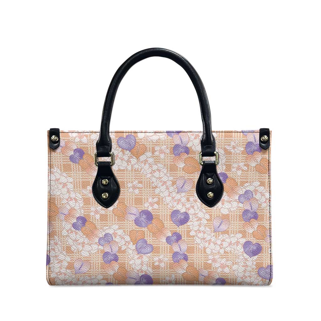Anthurium Plumeria Lei Pastel Leather Bag Orange Hawaiian Splendid Palaka