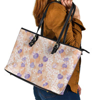 Anthurium Plumeria Lei Pastel Leather Tote Bag Orange Hawaiian Splendid Palaka