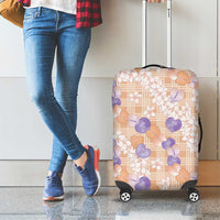Anthurium Plumeria Lei Pastel Luggage Cover Orange Hawaiian Splendid Palaka