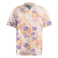 Anthurium Plumeria Lei Pastel Rugby Jersey Orange Hawaiian Splendid Palaka LT01 Orange - Polynesian Pride