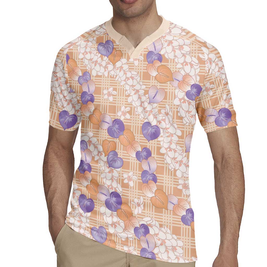 Anthurium Plumeria Lei Pastel Rugby Jersey Orange Hawaiian Splendid Palaka LT01 - Polynesian Pride