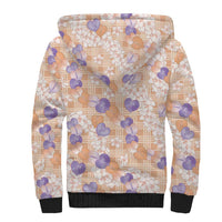 Anthurium Plumeria Lei Pastel Sherpa Hoodie Orange Hawaiian Splendid Palaka