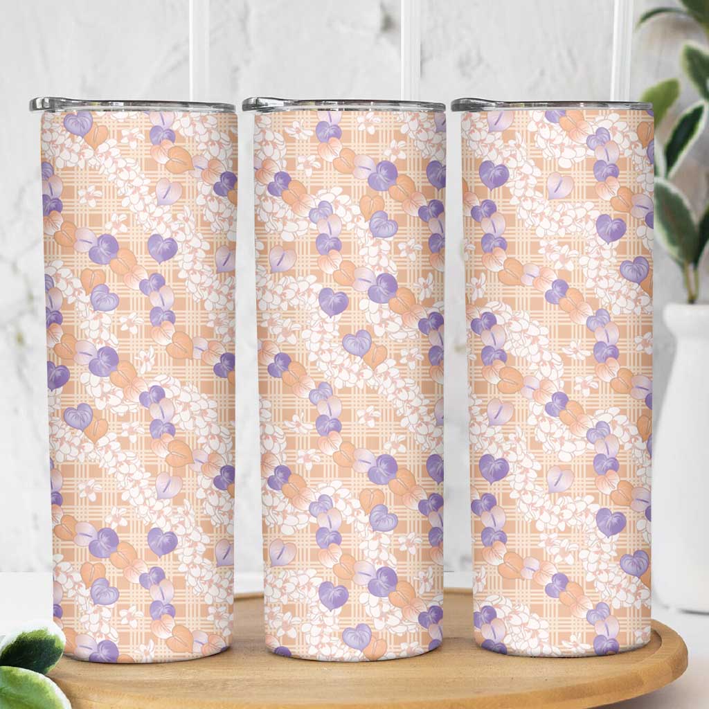 Anthurium Plumeria Lei Pastel Skinny Tumbler Orange Hawaiian Splendid Palaka