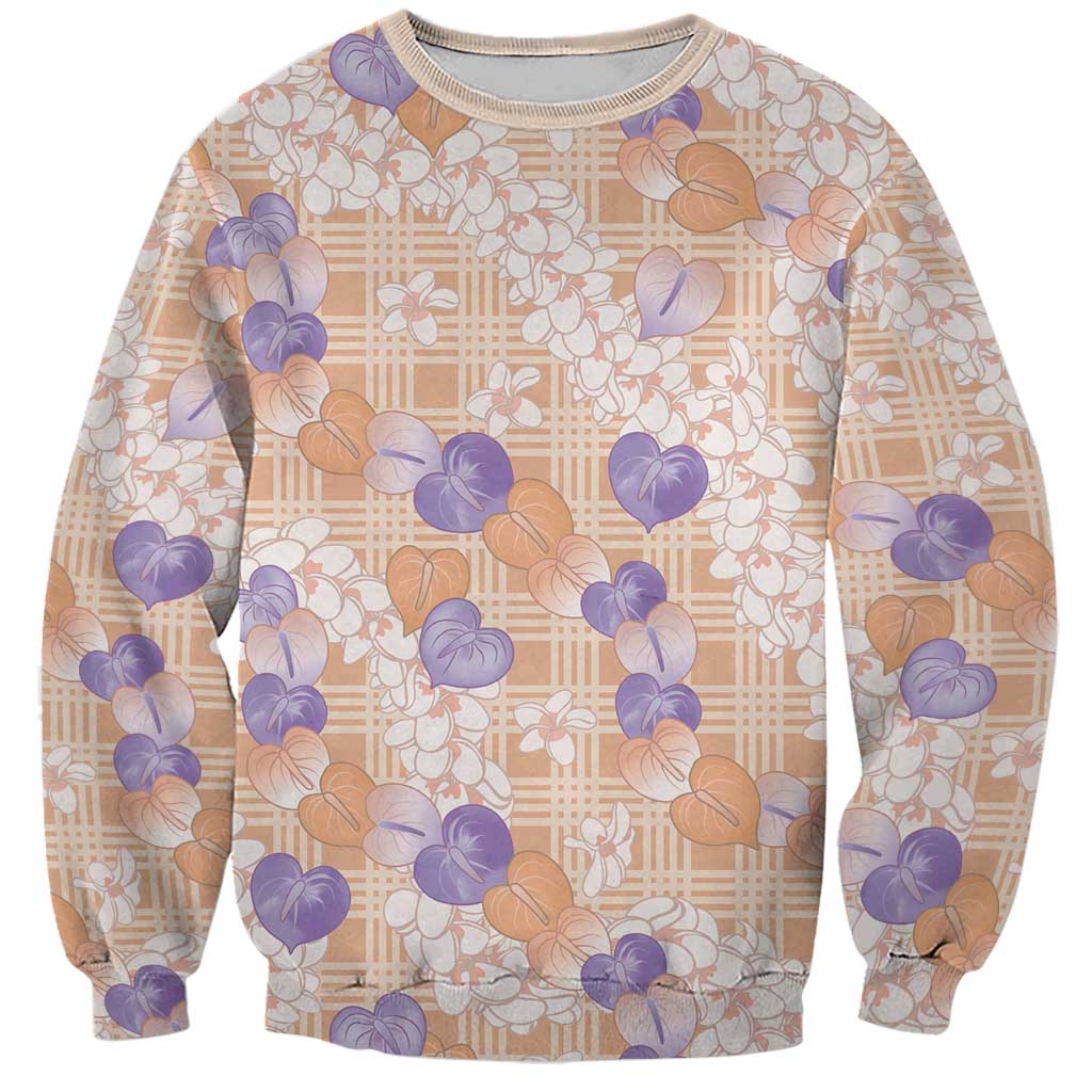 Anthurium Plumeria Lei Pastel Sweatshirt Orange Hawaiian Splendid Palaka