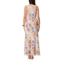 Anthurium Plumeria Lei Pastel Tank Maxi Dress Orange Hawaiian Splendid Palaka