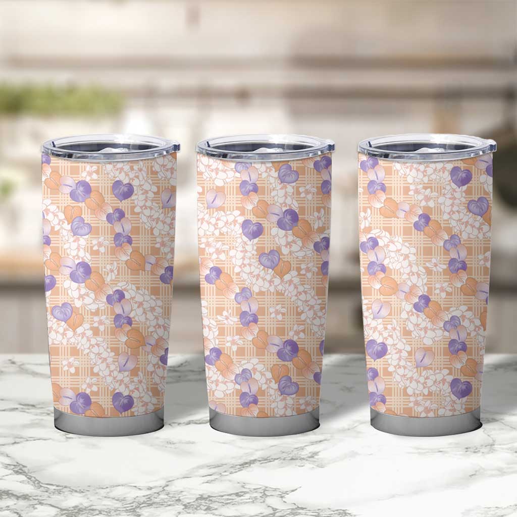 Anthurium Plumeria Lei Pastel Tumbler Cup Orange Hawaiian Splendid Palaka