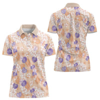 Anthurium Plumeria Lei Pastel Women Polo Shirt Orange Hawaiian Splendid Palaka
