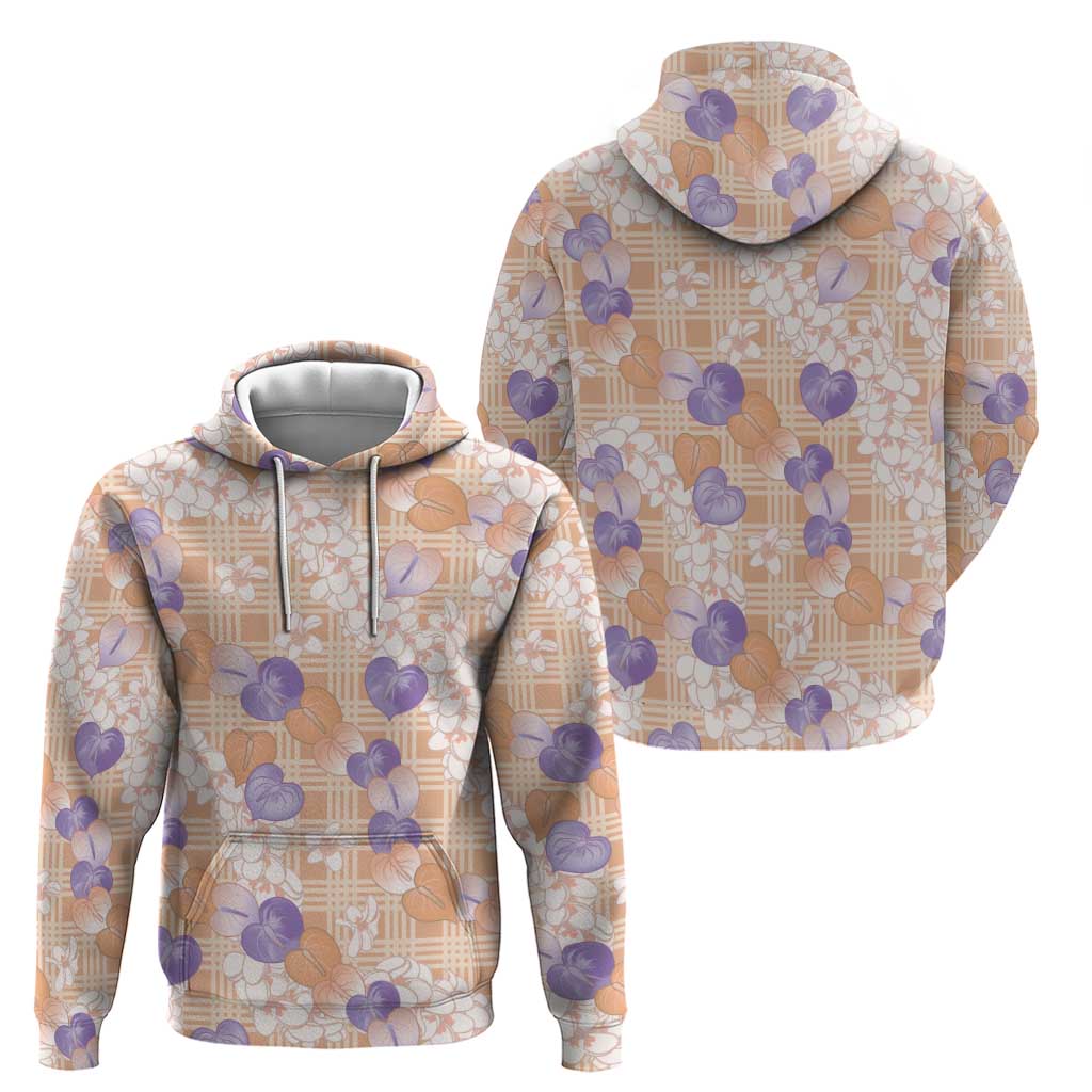 Anthurium Plumeria Lei Pastel Zip Hoodie Orange Hawaiian Splendid Palaka