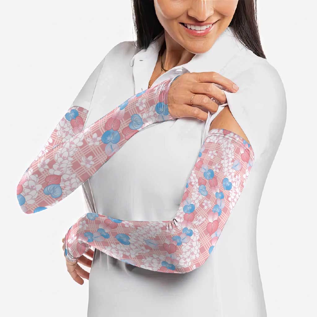 Anthurium Plumeria Lei Pastel Arm Sleeves Pink Hawaiian Splendid Palaka
